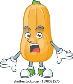 Surprised butternut squash gesture on cartoon mascot design