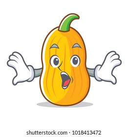 Surprised butternut squash mascot cartoon