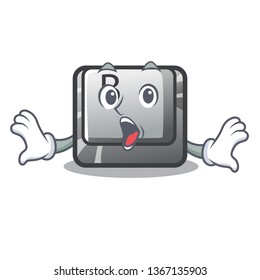 Surprised button B on a mascot keyboard