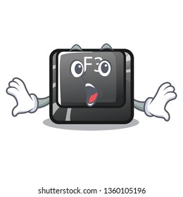 Surprised button f3 in the shape cartoon