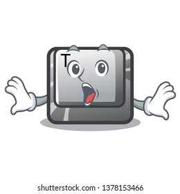 Surprised button T in the keyboard cartoon