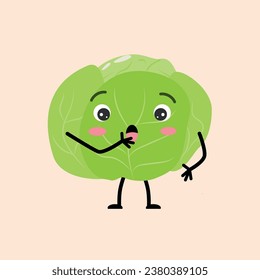 surprised cabbage - cartoon mascot character