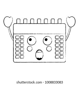 surprised calendar kawaii icon image 