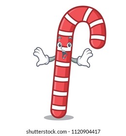 Surprised candy canes mascot cartoon