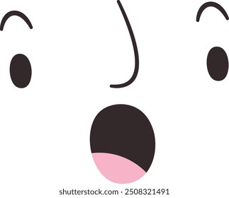 Surprised Cartoon Character Face Vector Illustration