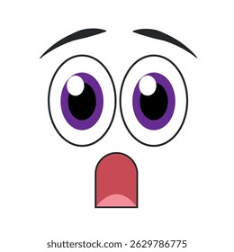 Surprised cartoon face emoji. Vector illustration