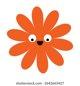 Surprised cartoon flower with wide eyes and vivid colors. A playful and expressive design in a clean, minimal style.