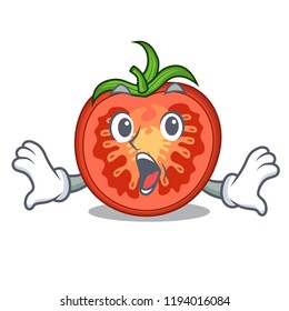 Surprised cartoon fresh tomato slices for cooking