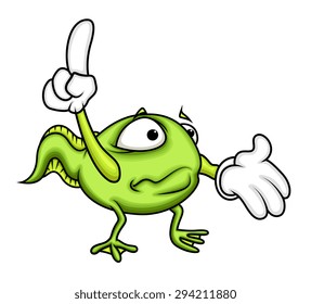 Surprised Cartoon Frog Pointing Finger