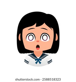 Surprised Cartoon girl, Emoji girl School, Student realizing and understanding new concept