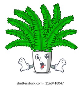 Surprised cartoon natural green fern in the forest