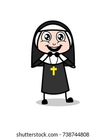 Surprised Cartoon Nun Laughing Expression Vector