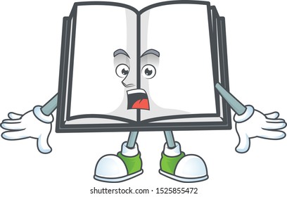 Surprised cartoon open book with cartoon shape