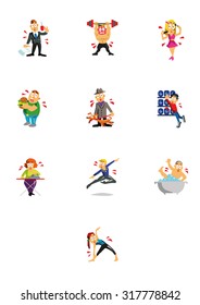 Surprised cartoon people set
