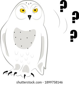 Surprised cartoon polar owl vector illustration