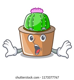 Surprised cartoon star cactus in flower pot