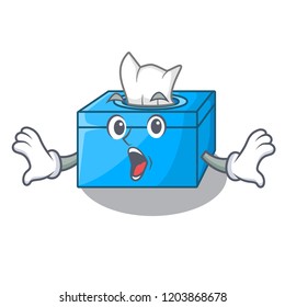 Surprised cartoon tissue box on a sideboard