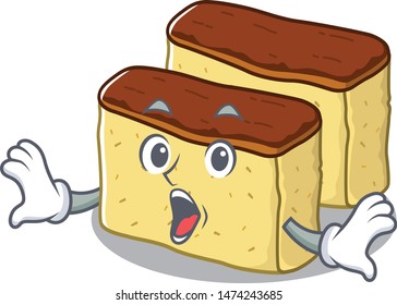 Surprised castella cake in the mascot shape