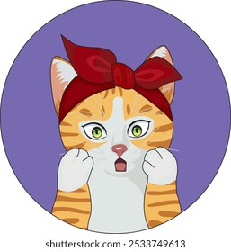 Surprised cat expression cute feline logo vector sticker