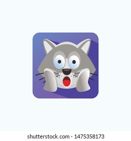 surprised cat icon design vector