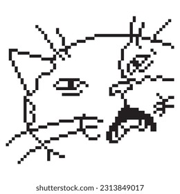 Surprised cat, pixel art meme