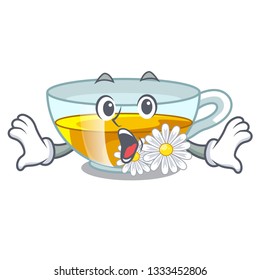 Surprised chamomile tea in the cartoon shape