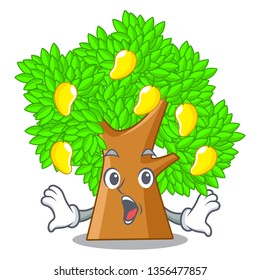 Surprised character mango tree beside the house