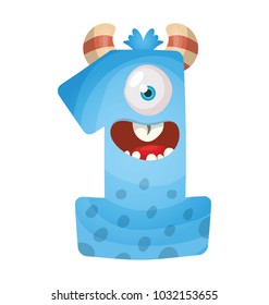 
A surprised character of number one, 1 monster flat icon