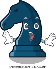 Surprised chess knight isolated with the cartoon
