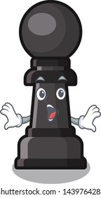 Surprised chess pawn in the cartoon shape