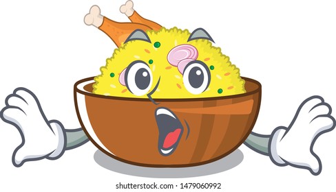 Surprised chicken biryani isolated in the mascot