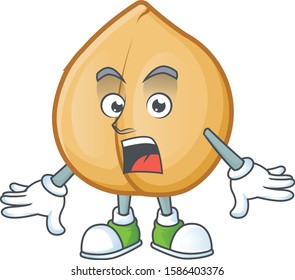 Surprised chickpeas face gesture on cartoon style