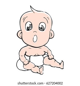 Surprised child, vector illustration