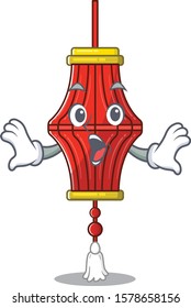 Surprised chinese paper lanterns face gesture on cartoon style