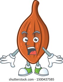 Surprised choco almond cartoon character on white background