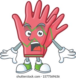 Surprised christmas gloves face gesture on cartoon style