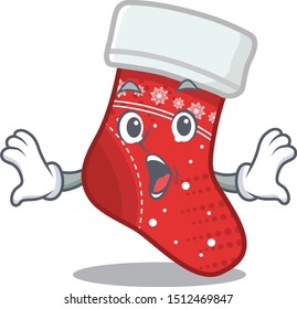 Surprised christmas stocking character shaped in cartoon