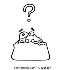 Surprised clot monster sponge screams. Cartoon cool isolated characters freehand drawing. White background. Vector Illustration.