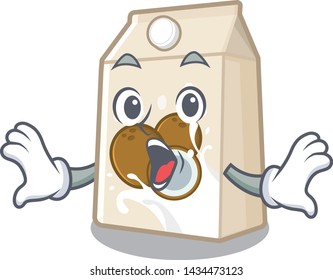 Surprised cococnut milk in the mascot shape