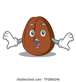 Surprised coffee bean mascot cartoon