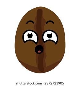Surprised coffee bean on white background