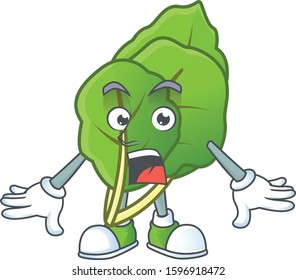 Surprised collard greens gesture on cartoon mascot design