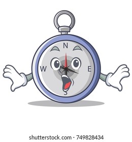 Surprised compass character cartoon style