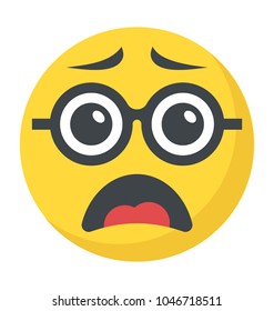 Surprised and confused expression through emoticon icon