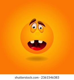 Surprised, confused, scared, strange, puzzled Smile or Emoji. Emotions. Design element for advertising, posters, prints for clothing, banners, covers, children's products, websites, social networks