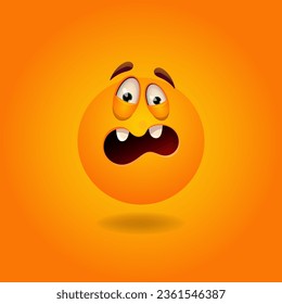 Surprised, confused, scared, strange, puzzled Smile or Emoji. Emotions. Design element for advertising, posters, prints for clothing, banners, covers, children's products, websites, social networks