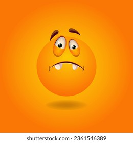 Surprised, confused, scared, strange, puzzled Smile or Emoji. Emotions. Design element for advertising, posters, prints for clothing, banners, covers, children's products, websites, social networks