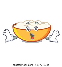 Surprised cottage cheese mascot cartoon