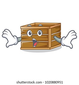 Surprised crate mascot cartoon style