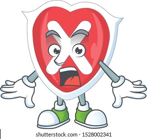 Surprised cross shield in the cartoon character